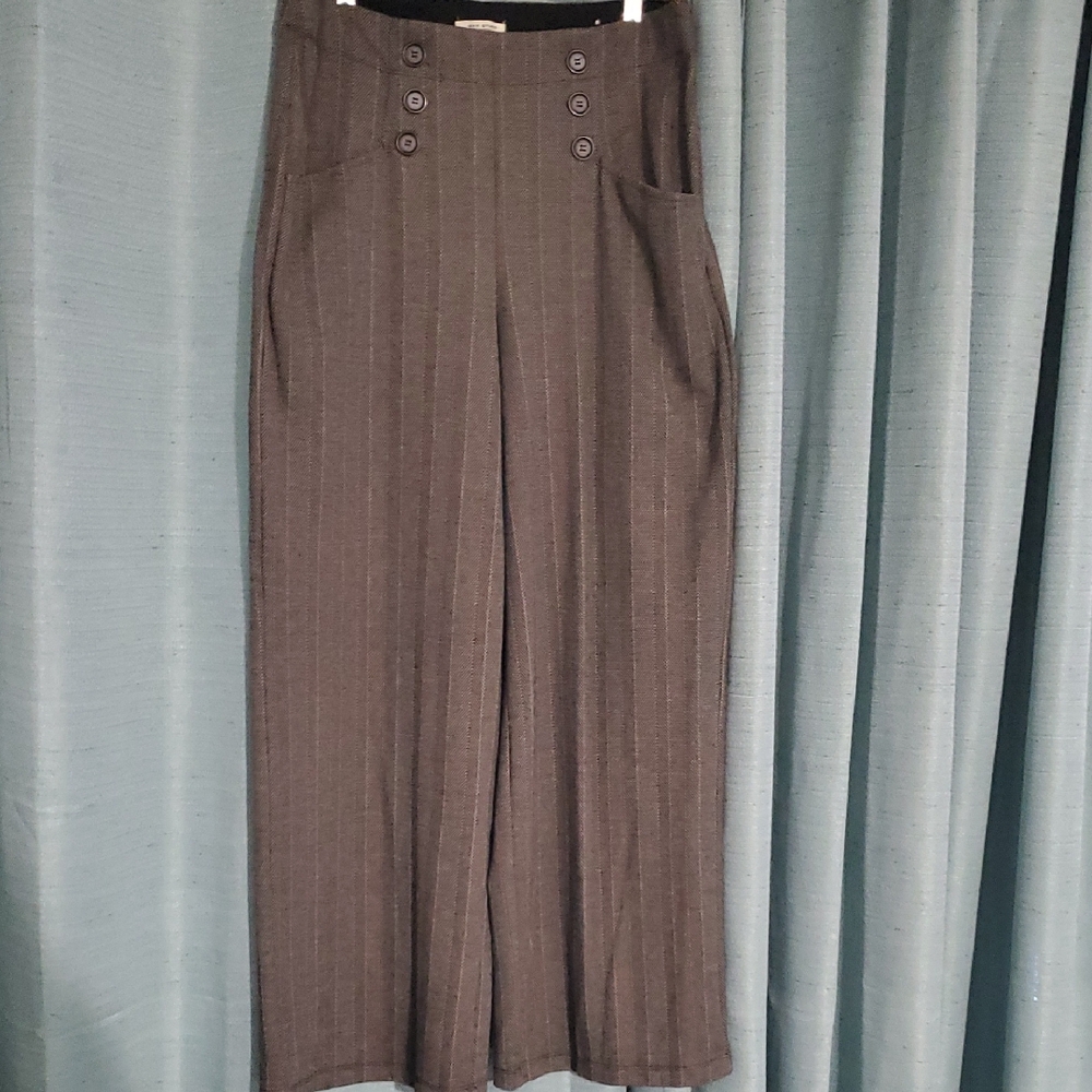 Max Studio Women's Brown Wide Leg Pinstripe Pants